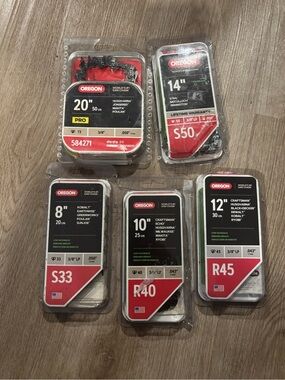 Lot of 5 Oregon Chainsaw Chains 8” 10” 12” 14” 20” S33 S50 R40 R45 E72/ New Open